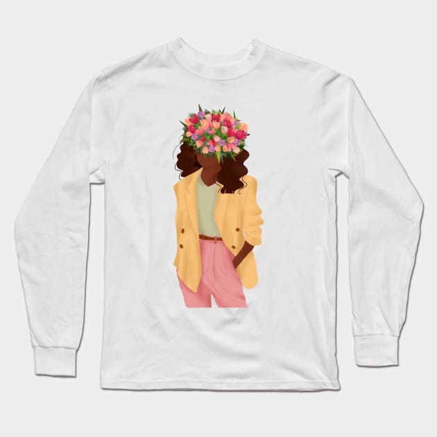 Tulip Head 1 Long Sleeve T-Shirt by Gush Art Studio 1